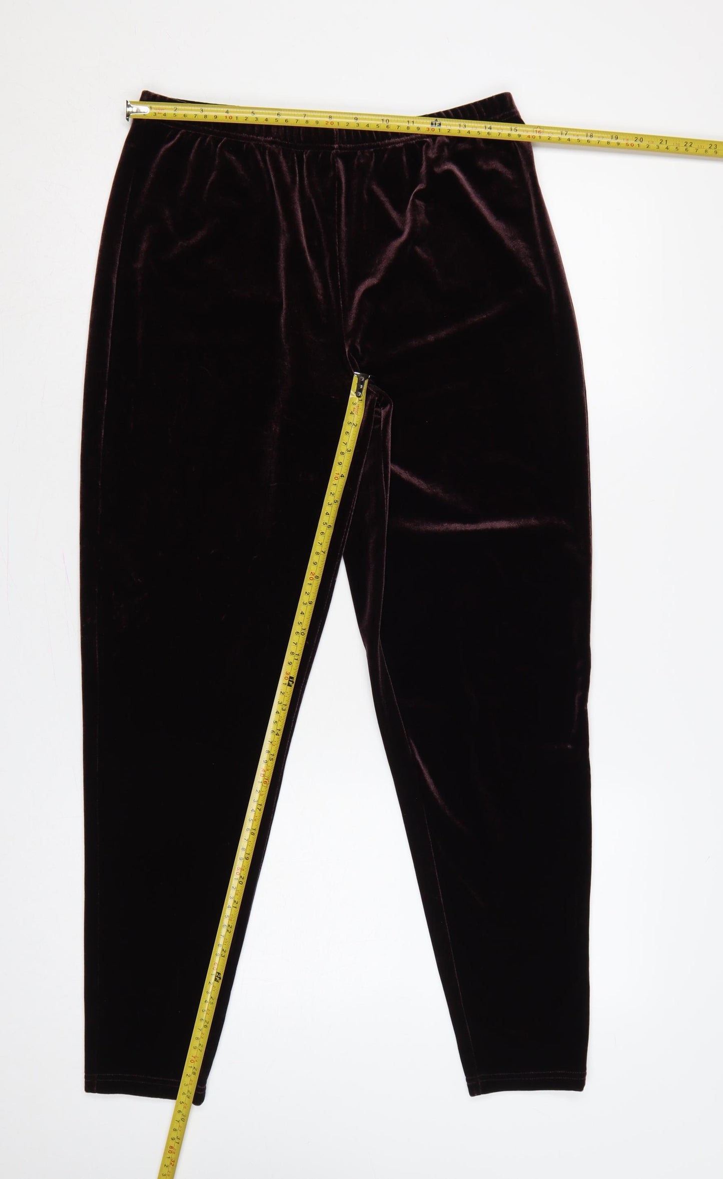 Esprit Women Brown M Velvet Stretch Elastic Waist Leggings