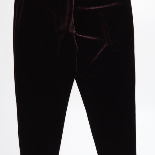 Esprit Women Brown M Velvet Stretch Elastic Waist Leggings