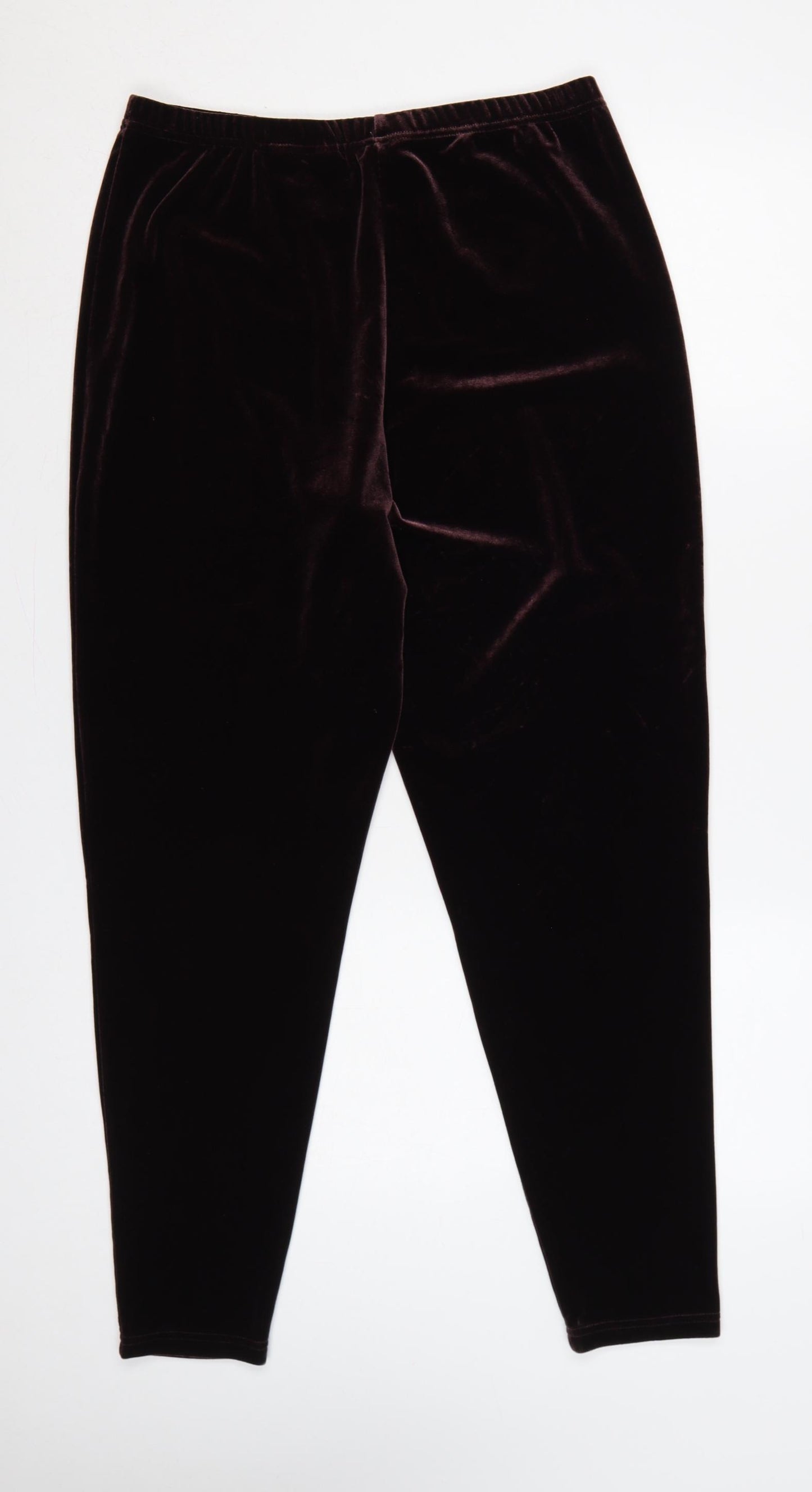 Esprit Women Brown M Velvet Stretch Elastic Waist Leggings
