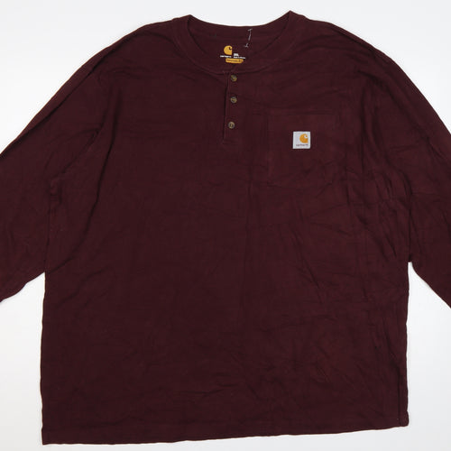 Carhartt Men’s Brown 2XL Original Fit Heavyweight Long Sleeve Henley T-Shirt