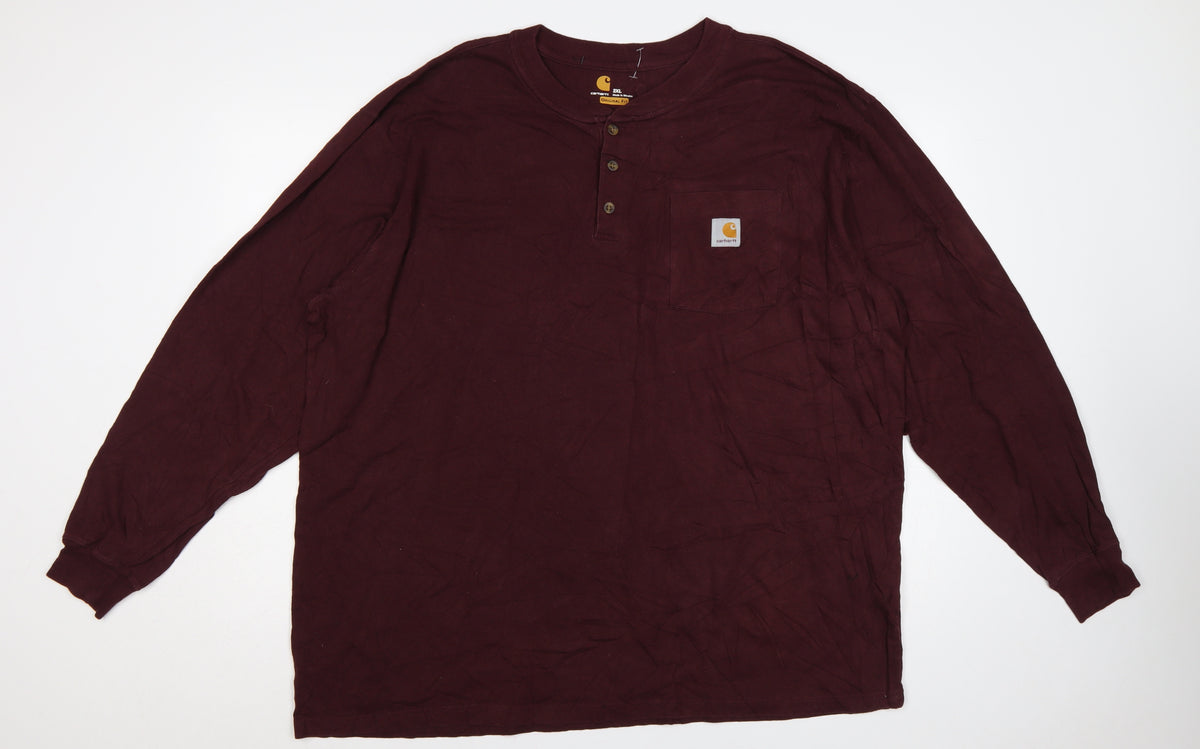 Carhartt Men’s Brown 2XL Original Fit Heavyweight Long Sleeve Henley T-Shirt