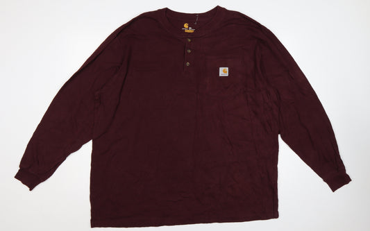 Carhartt Men’s Brown 2XL Original Fit Heavyweight Long Sleeve Henley T-Shirt