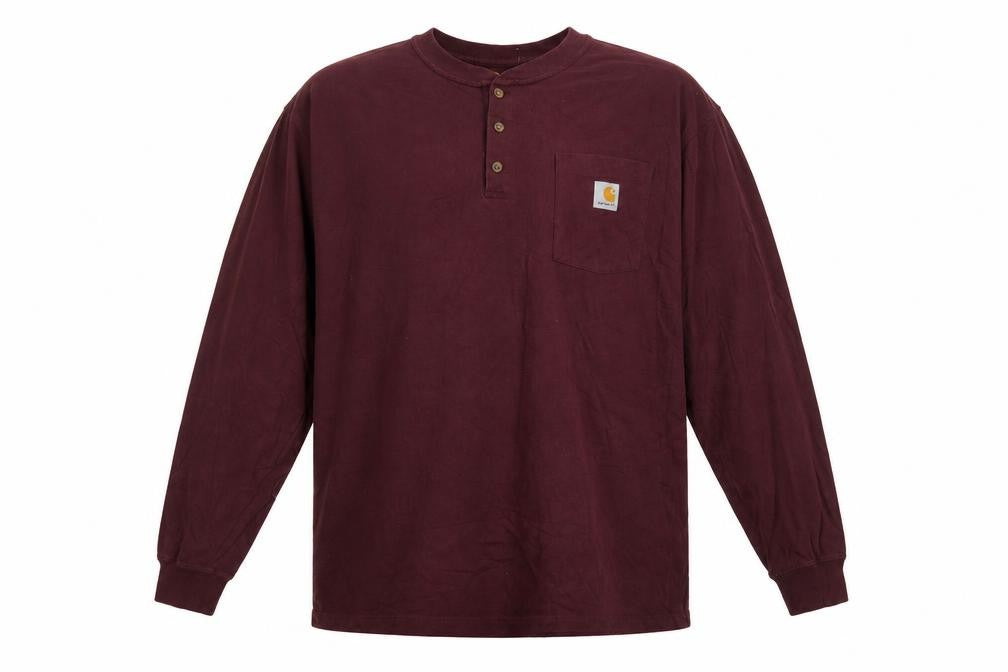 Carhartt Men’s Brown 2XL Original Fit Heavyweight Long Sleeve Henley T-Shirt