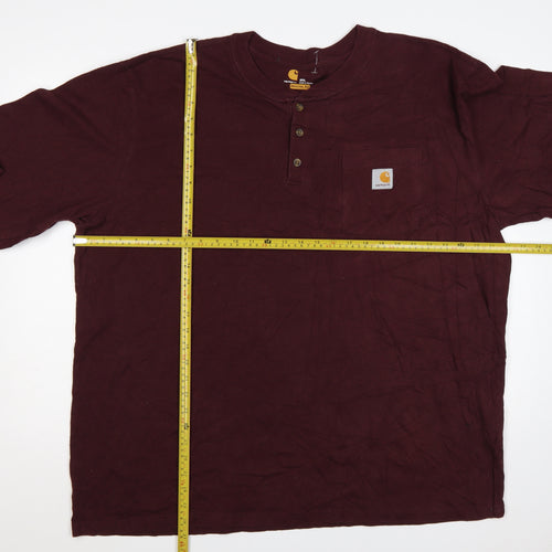 Carhartt Men’s Brown 2XL Original Fit Heavyweight Long Sleeve Henley T-Shirt