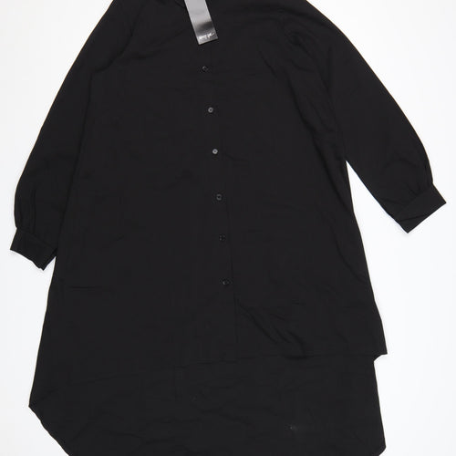 Cappellini Women Black One Size Longline Oversized Shirt Dress