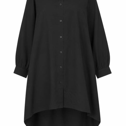 Cappellini Women Black One Size Longline Oversized Shirt Dress