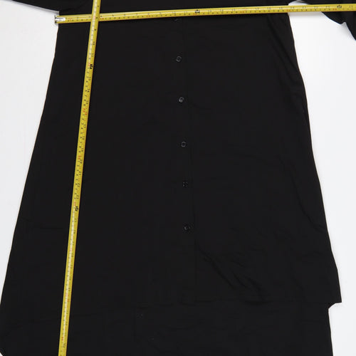 Cappellini Women Black One Size Longline Oversized Shirt Dress