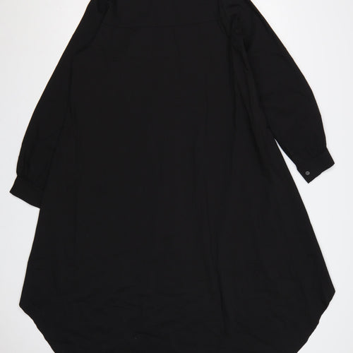 Cappellini Women Black One Size Longline Oversized Shirt Dress