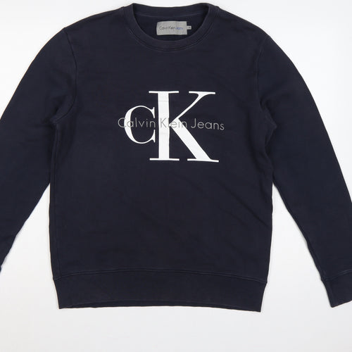 Calvin Klein Jeans Men’s Navy M Logo Graphic Crew Neck Sweatshirt