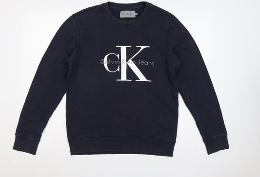 Calvin Klein Jeans Men’s Navy M Logo Graphic Crew Neck Sweatshirt