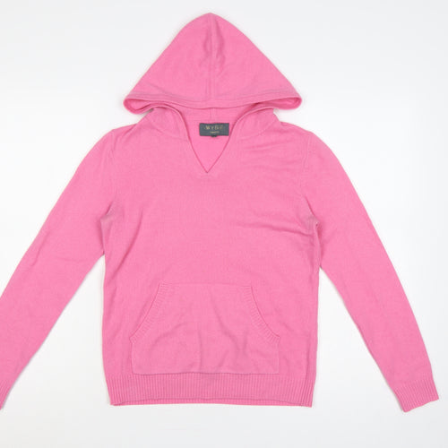 Wyse London Women’s Pink Cashmere Hooded V-Neck Jumper Size 8
