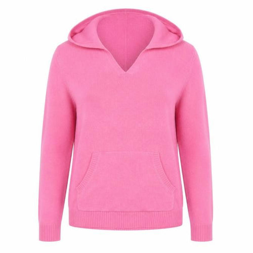 Wyse London Women’s Pink Cashmere Hooded V-Neck Jumper Size 8