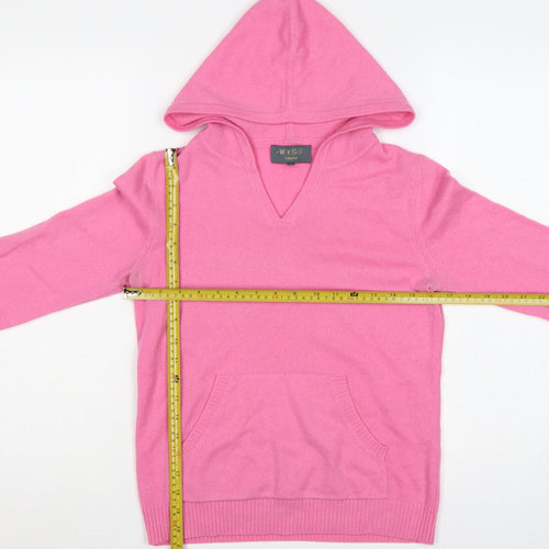 Wyse London Women’s Pink Cashmere Hooded V-Neck Jumper Size 8