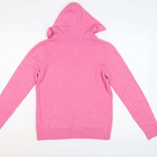 Wyse London Women’s Pink Cashmere Hooded V-Neck Jumper Size 8
