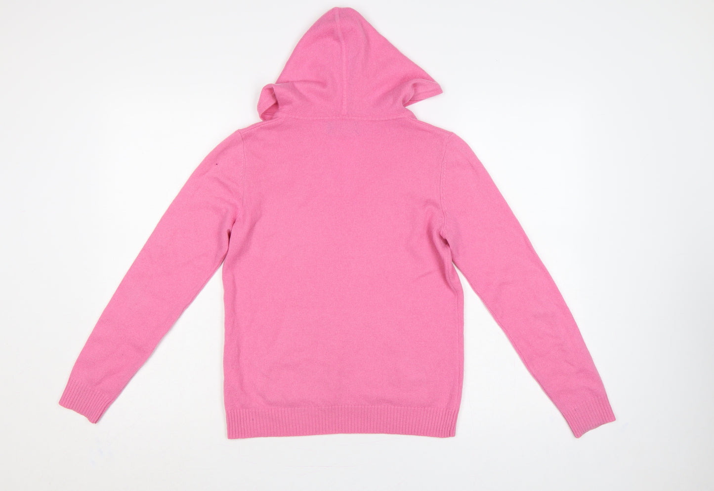 Wyse London Women’s Pink Cashmere Hooded V-Neck Jumper Size 8