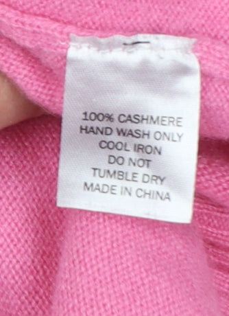 Wyse London Women’s Pink Cashmere Hooded V-Neck Jumper Size 8