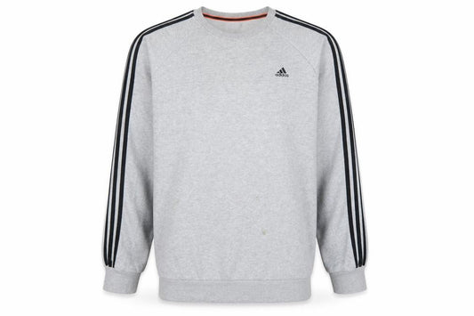 Adidas Men’s Grey XL Pullover Sweatshirt 3 Stripe Climalite Logo