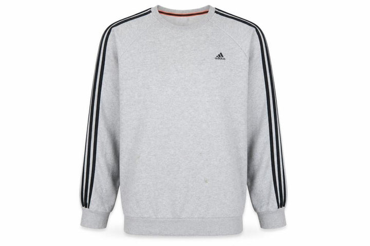 Adidas Men’s Grey XL Pullover Sweatshirt 3 Stripe Climalite Logo