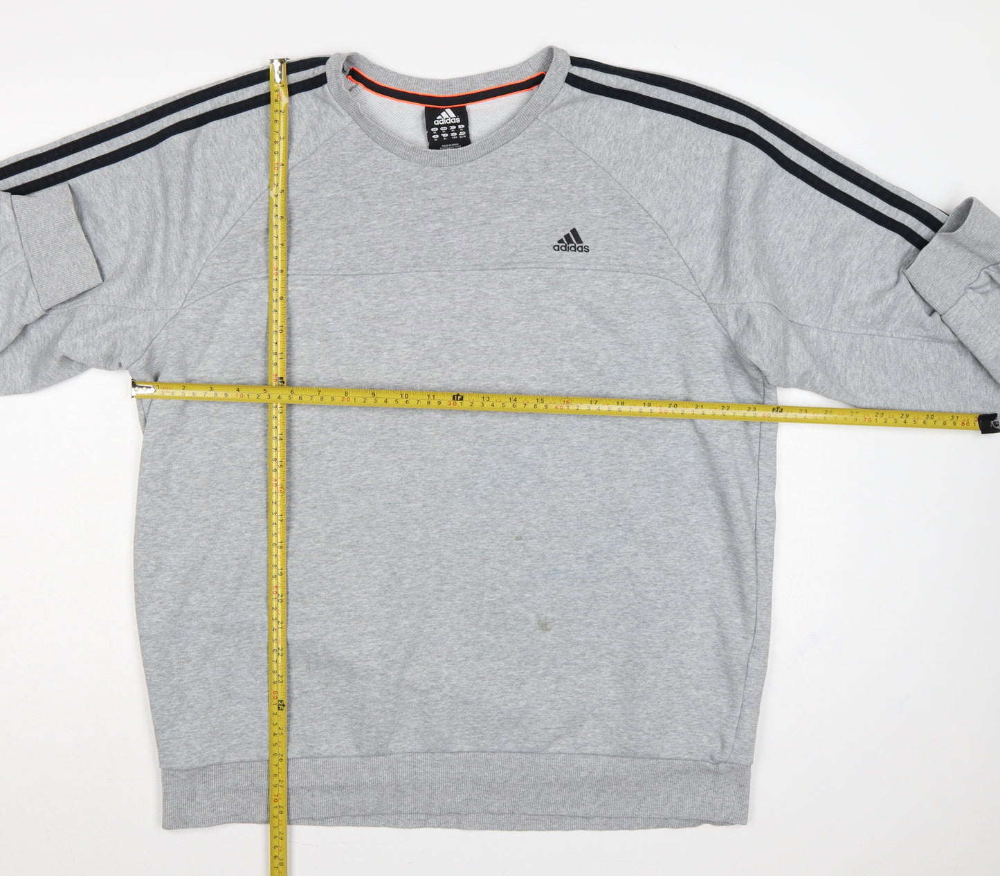 Adidas Men’s Grey XL Pullover Sweatshirt 3 Stripe Climalite Logo