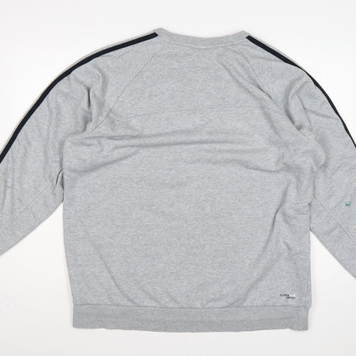 Adidas Men’s Grey XL Pullover Sweatshirt 3 Stripe Climalite Logo