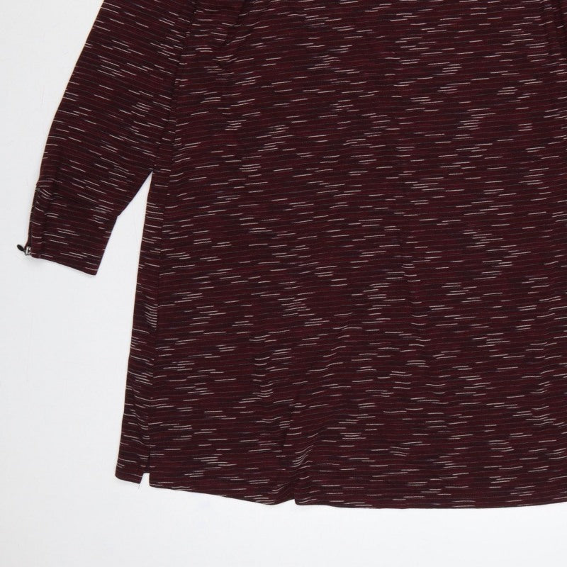 Marks and Spencer Women Burgundy UK 22 Striped Roll Neck Jumper Dress