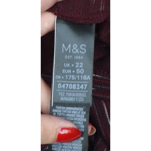 Marks and Spencer Women Burgundy UK 22 Striped Roll Neck Jumper Dress