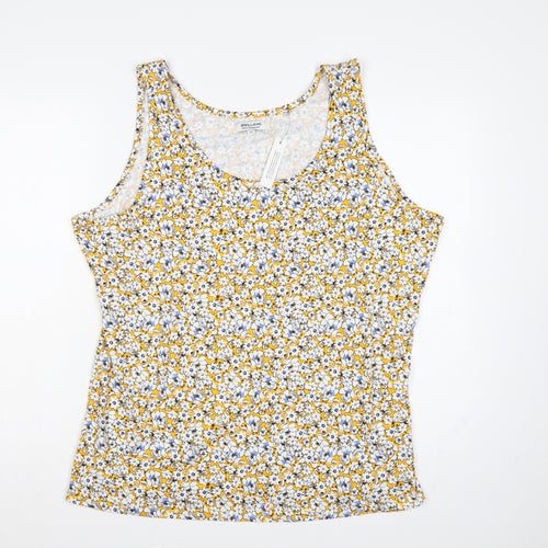 JD Williams Women Yellow Floral Cotton Tank Top UK 24 Sleeveless