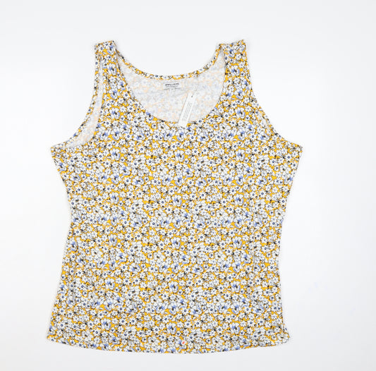 JD Williams Women Yellow Floral Cotton Tank Top UK 24 Sleeveless