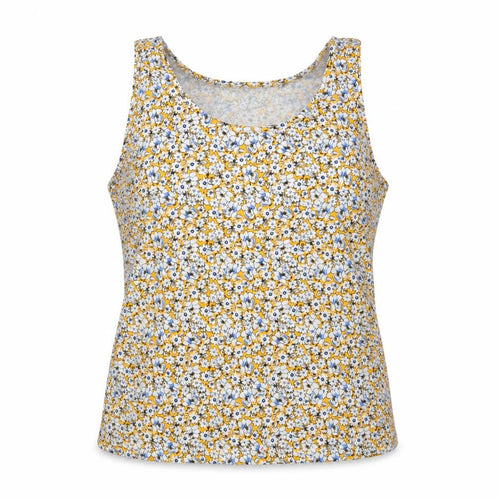 JD Williams Women Yellow Floral Cotton Tank Top UK 24 Sleeveless