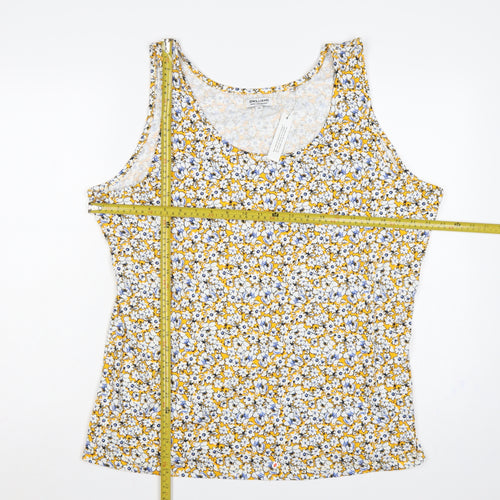 JD Williams Women Yellow Floral Cotton Tank Top UK 24 Sleeveless