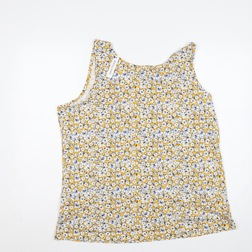 JD Williams Women Yellow Floral Cotton Tank Top UK 24 Sleeveless