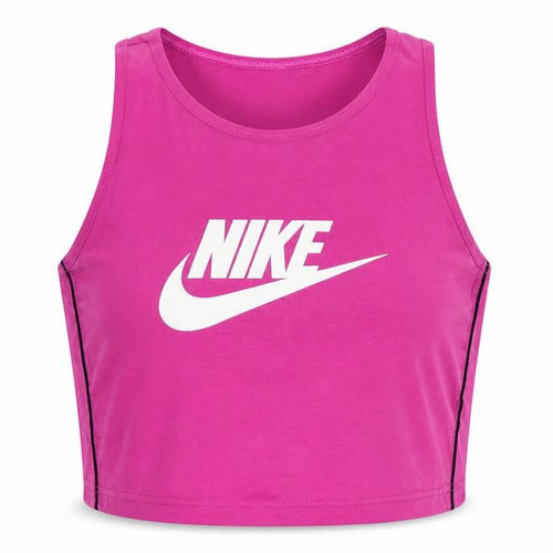 Nike Women Pink M Cropped Logo Tank Top Gym Stretch