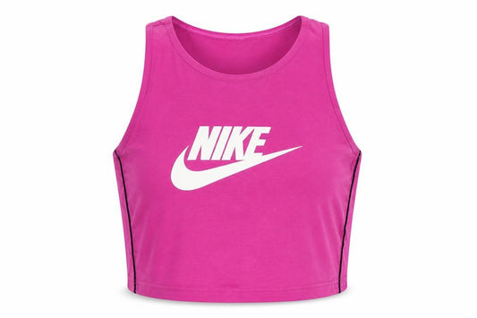 Nike Women Pink M Cropped Logo Tank Top Gym Stretch