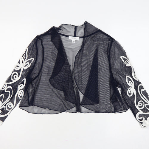 Nightingales Women Black White UK 12 Cropped Sheer Floral Shrug