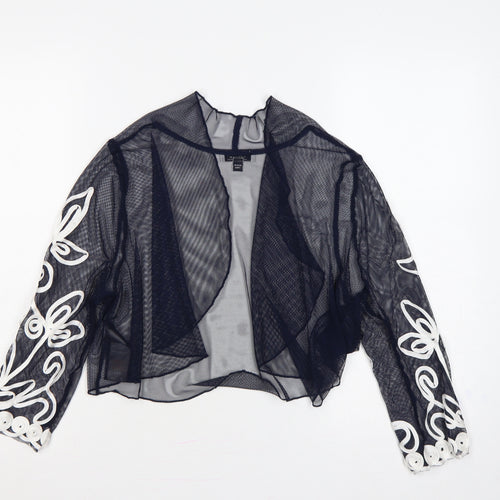 Nightingales Women Black White UK 12 Cropped Sheer Floral Shrug