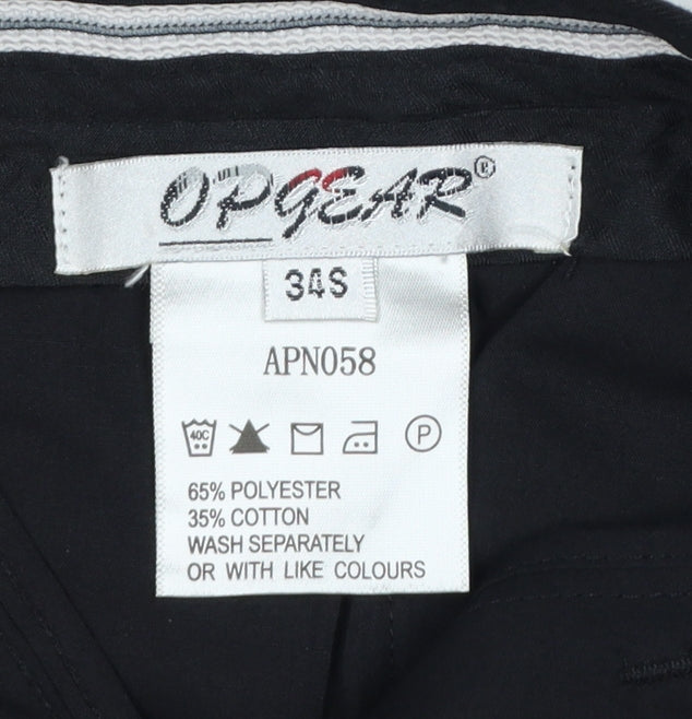 OPGEAR Men's Black 34S Straight Dress Trousers Polyester Cotton
