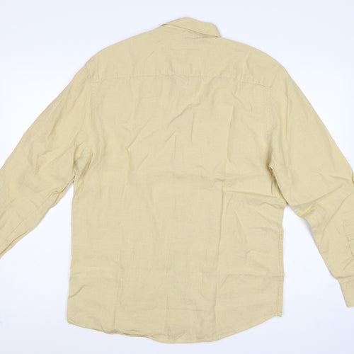 Marks and Spencer Men Yellow M Pure Linen Button-Down Shirt