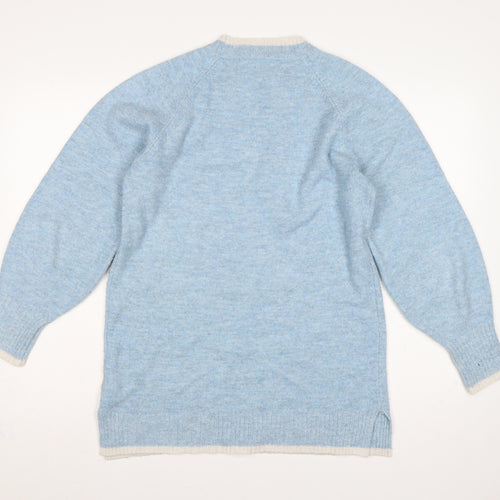 Merry Everything Women Blue UK 8 Sequin Snowflake Christmas Jumper