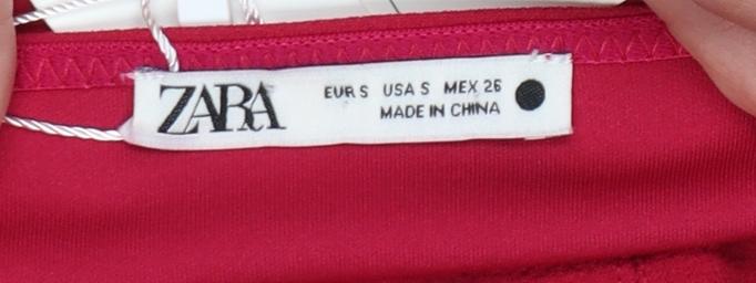 Zara Women Red S Cropped Sweetheart Neck Stretch Tank Top