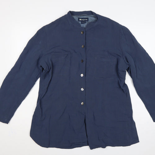 Monsoon Women’s Blue UK 16 Linen Viscose Button-Up Tunic Blouse