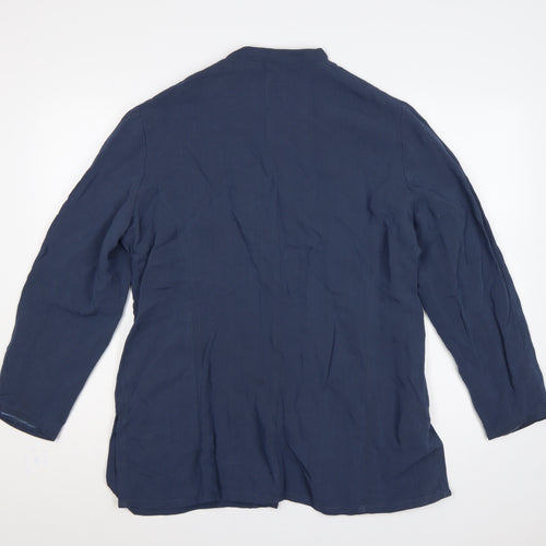 Monsoon Women’s Blue UK 16 Linen Viscose Button-Up Tunic Blouse