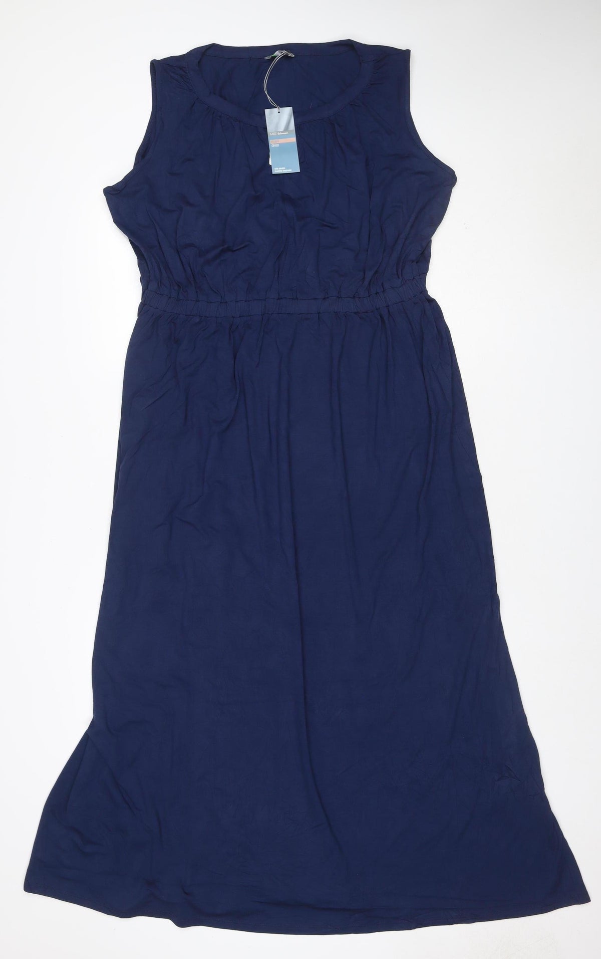 Lands' End Women Blue UK 14 Maxi Empire Waist Short Sleeve Dress