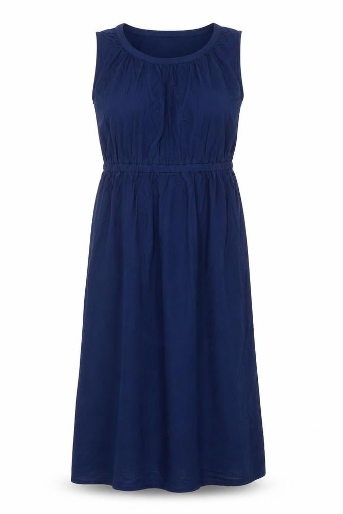 Lands' End Women Blue UK 14 Maxi Empire Waist Short Sleeve Dress