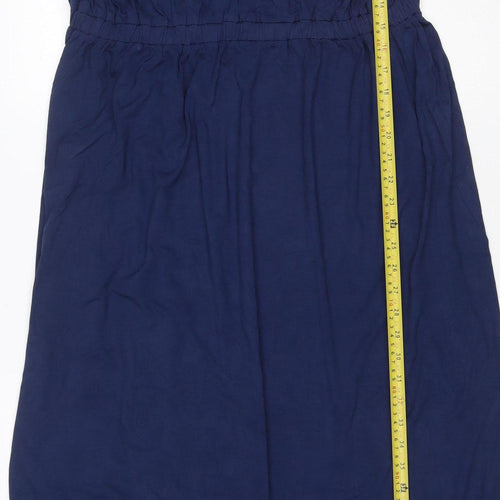 Lands' End Women Blue UK 14 Maxi Empire Waist Short Sleeve Dress