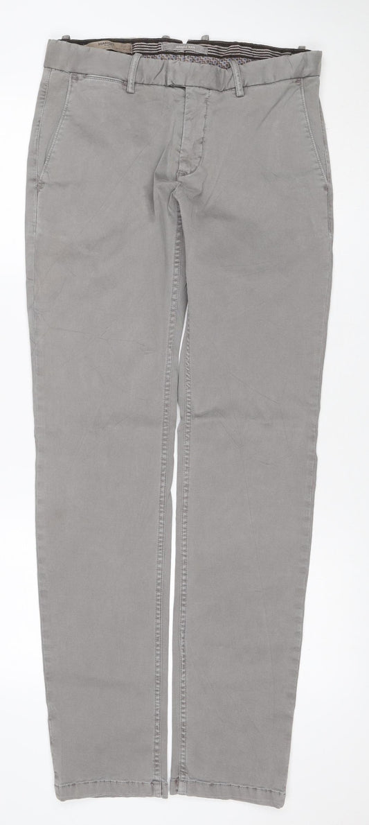 Mango Man Smart Men's Grey Cargo Trousers W32 Cotton Stretch Zip Pockets