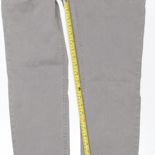 Mango Man Smart Men's Grey Cargo Trousers W32 Cotton Stretch Zip Pockets