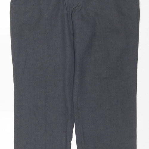 Marks and Spencer Men Grey 36x29 Flat Front Dress Trousers