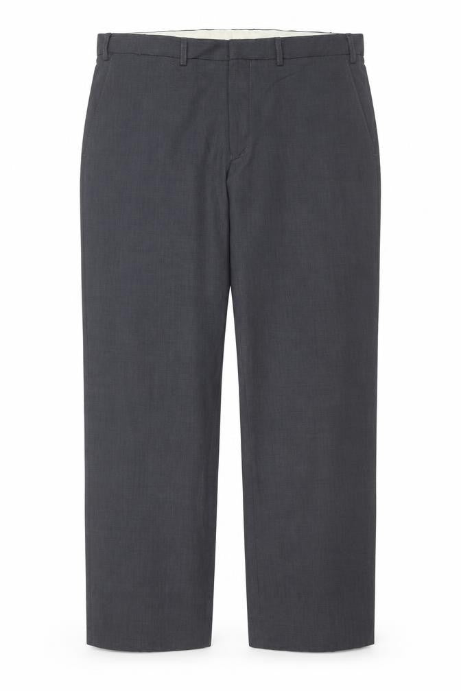 Front view of Marks & Spencer Men Grey 36x29 Flat Front Dress Trousers
