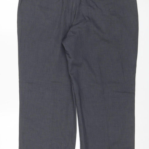 Marks and Spencer Men Grey 36x29 Flat Front Dress Trousers