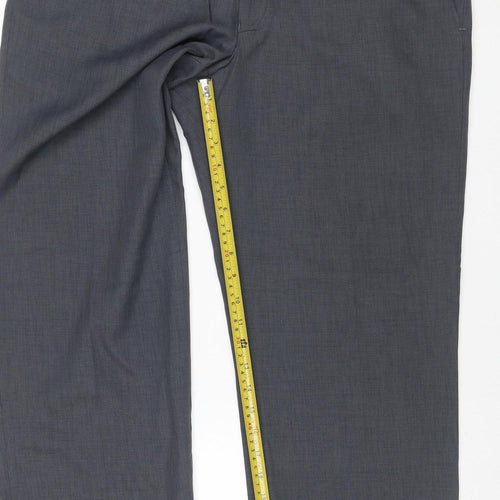 Marks and Spencer Men Grey 36x29 Flat Front Dress Trousers